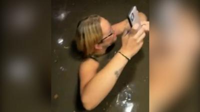 News: Friends narrowly escape flooding lift