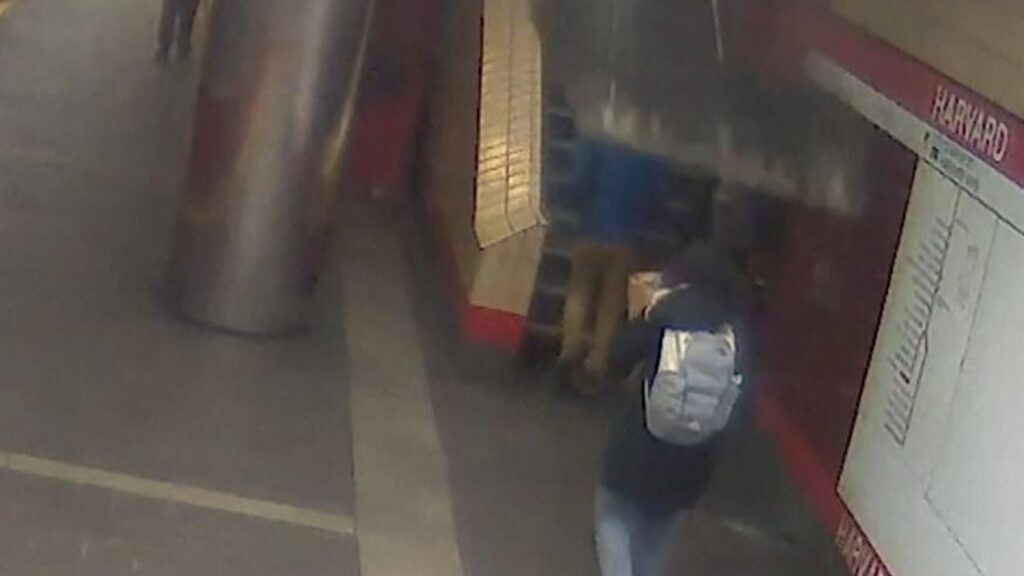 News: CCTV: 11kg ceiling tile narrowly misses commuters as it falls on to platform